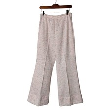 Vintage 70s Women's Sz 14 Leisure Suit Pants Flare Pink Spacedye Pull On Sweats