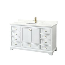 Wyndham Collection WCS202060S-QTZ-UNSMXX Deborah 60" - White / Giotto Quartz Top