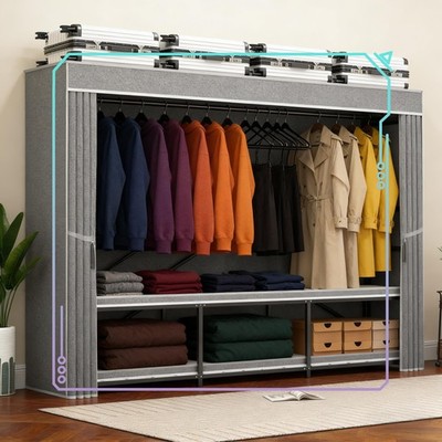 Portable Closet Wardrobe for Hanging Clothes 70.9 Inch Large Capacity Clothes