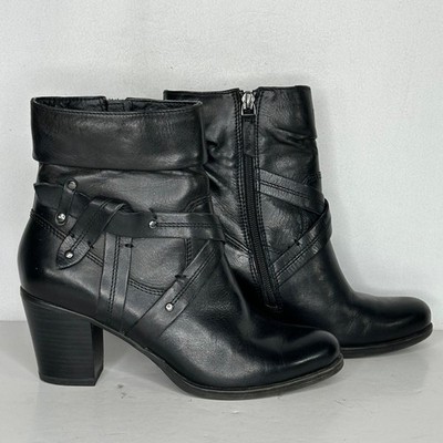 Tamaris Tora Ankle Bootie Black Leather Sz 37