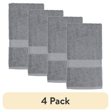 Mainstays 100 Cotton Hand Towels - 4 Pack, Grey, Super Soft for Spa Gym