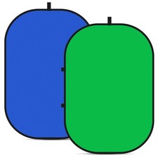 5x6.6ft/1.5 2m Chromakey Backdrop, 2-in-1 Green Screen and Blue Screen, Colla...