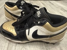 Nike Air Jordan 1 Low Youth Cleat Metallic Gold/Black-White JF6885 701 Size 5.5Y