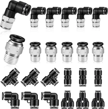 Push to Connect Fittings Kits,8Mm Tube OD X 1/8 Inch NPT Thread Male Elbow and S