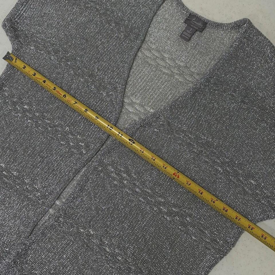 Cárdigan Chico's Plateado Para Mujer 1 M Crochet Plateado Metálico Fiesta Vacaciones Glamour Foto 4 de 4