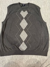 Roundtree  Yorke Men's Charcoal Gray Argyle V-Neck Sweater Vest 2XLT