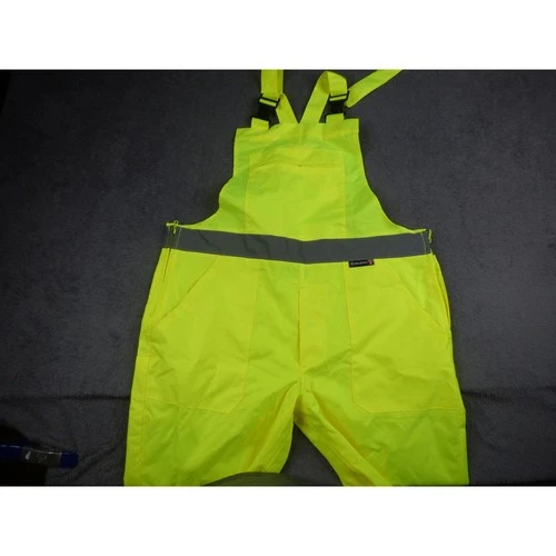 Majestic High Visibility Neon Yellow Reflective Bib Overalls ANSI Class E Mens M - product listing photo