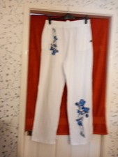White Straight Leg Elasticated Waist Trousers With Pockets Unbranded Size 2XL