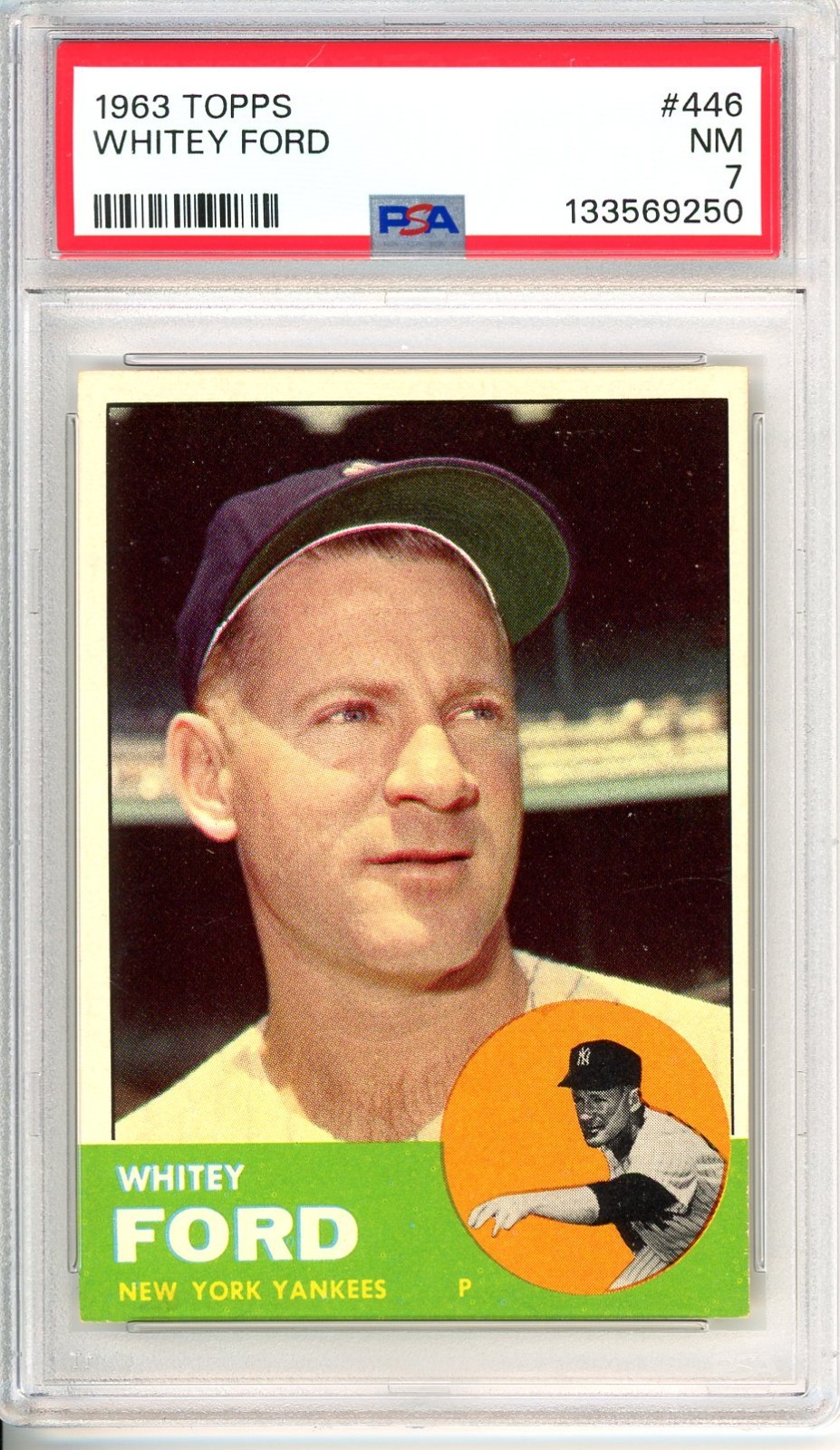 1963 Topps WHITEY FORD #446 PSA Grade 7 NM-Cond "INVEST Just Graded"