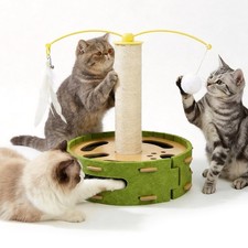 Cat Nail File Enrichment Box with Scratching Post, Sandpaper Scratcher Base, ...