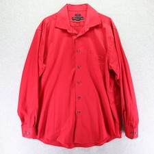 Pronto Uomo Shirt Mens 17 34/35 Business Casual Pocket Button Up Red Long Sleeve