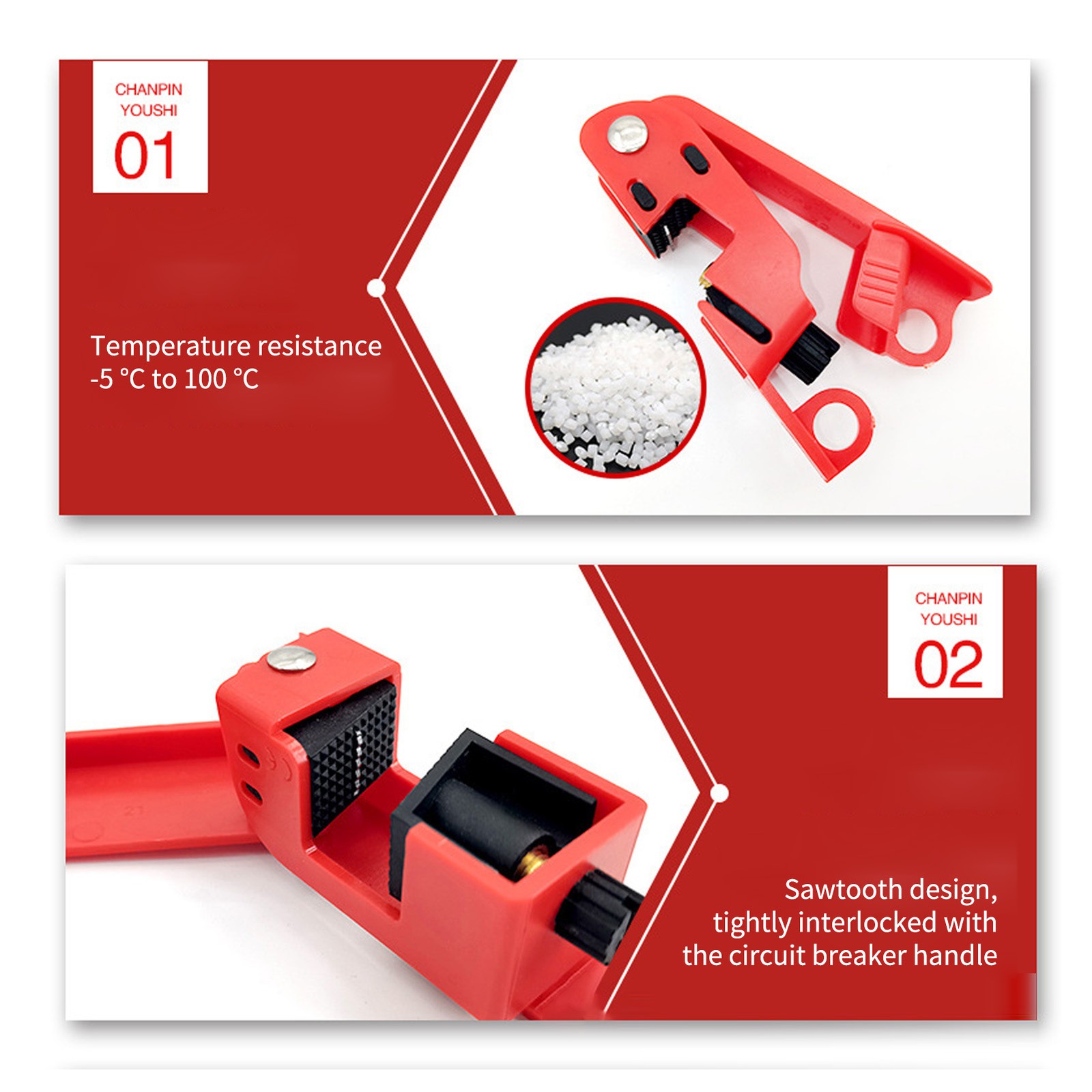 6Pcs Grip Style Circuit Breaker Lockout Device Serrated Jaws Breaker Lock Out