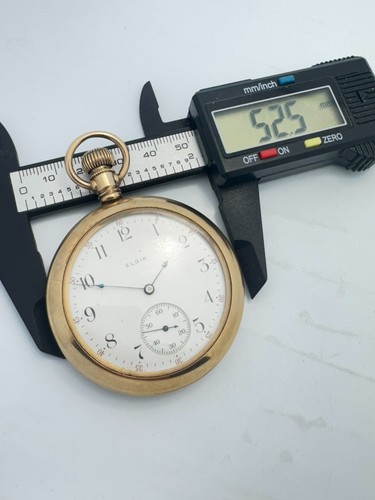 Vintage Gold Filled Large Elgin Mens Pocket Watch 52.5mm - Picture 9 of 11