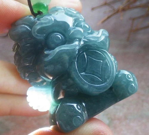 Video Certified Green Natural A Jade jadeite Pendant Dragon Lion Coin 126057 VS