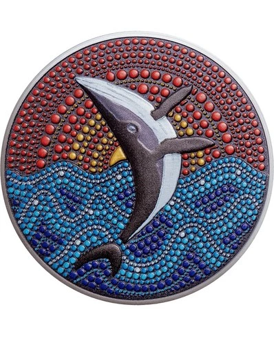 2021 3oz Silver Proof Coin $20 Palau Dot Art Series The Whale