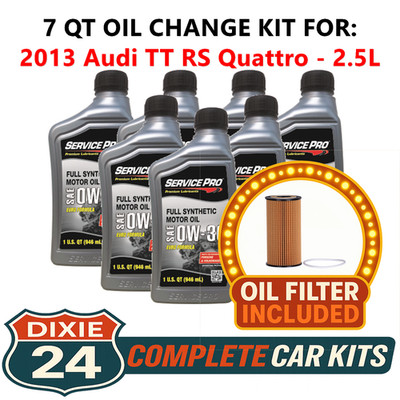 Fits: 2013 Audi TT RS Quattro 2.5L 6,000 Mile Synthetic Oil & Filter Kit (0W-30)