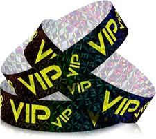 Teling 500 Pack VIP Plastic Wristbands Bracelets Party for Gold Black Laser 