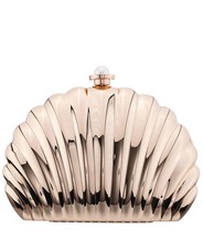 88. Nina Seashell Metal Minaudiere Shoulder Clutch Gold