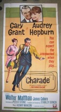 CHARADE MOVIE POSTER 41x81 Inch 1963 THREE SHEET AUDREY HEPBURN CARY GRANT