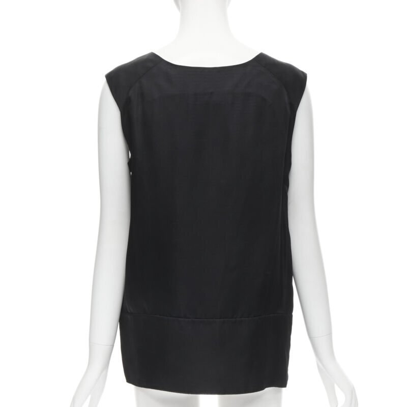 Tシャツ・カットソー MARNI SLEEVELESS TOP MARNI black V-neck heavy acetate panelled back hem