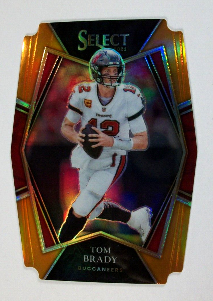 2021 PANINI SELECT TOM BRADY PREMIER LEVEL ORANGE PRIZM S/P /249 DIE-CUT MINT