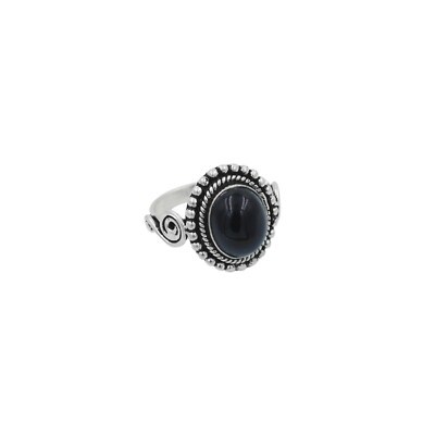 925 Sterling Silber Schwarz Onyx Edelstein Handgemacht Damen Ring
