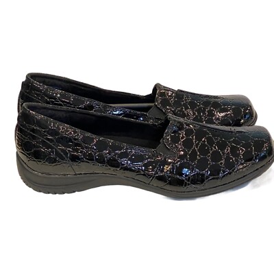 Easy Street Purpose Flats Women s Size 9 Black Patent Croco Loafers Slip On New