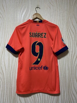 新品 バルセロナ SUÁREZ 9番 半袖 シャツ 2015年決勝戦 2015-16 Barcelona Away Shirt Suarez #9 (S)