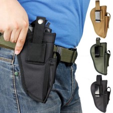 Pistol Holster Universal Adjustable Open Top OWB Gun Pouch with Magazine Pouch