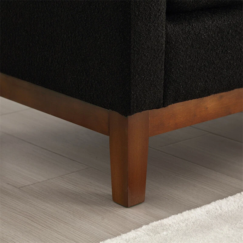 Banco otomano tapizado de entrada con patas de madera y 2 almohadas para pasillo de dormitorio Foto 4 de 4