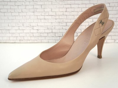 chanel goatskin and grosgrain slingback pumps