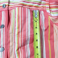 Bassport Denim Women Jacket Size M Lightweight Button Down Stripped Casual Top