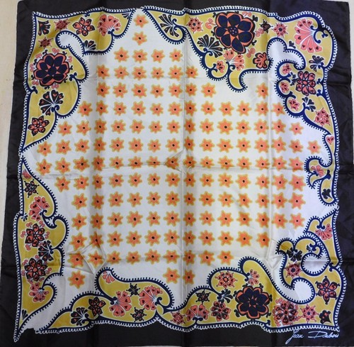 Foulard En Soie Pure Vintage Pour Femme – Motif Années 80 Multicolore 76x78 Cm