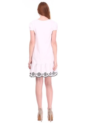 New VALENTINO RED Casual Floral Embroidery Dress Viscose S M White Cocktail 