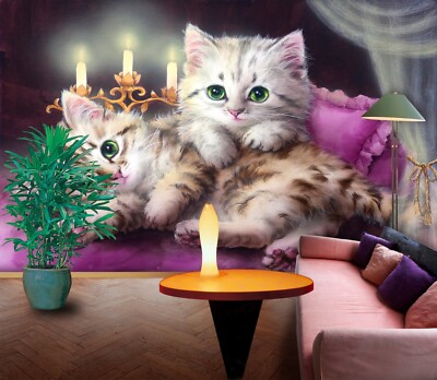 3D Cat Candle A1728 Wallpaper Wall Mural Self-adhesive Kayomi Harai Amy