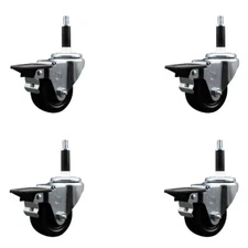 3 Inch Soft Rubber Swivel 7/8 Inch Expanding Stem Caster Set with Brake SCC