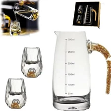 3D Glacier Whiskey Glass Cup Crystal Gold Foil Shot Glasse Set