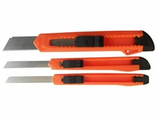 RED Box Cutter Utility Knife 3 PACK Retractable Snap-Off Blades Razor Sharp