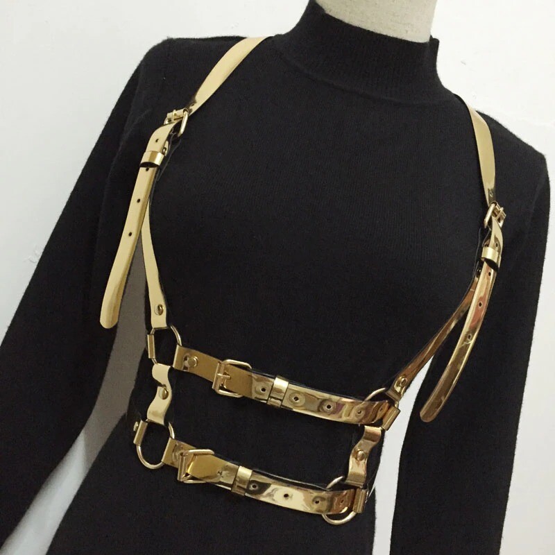 Faux Leather Harness BeltsPunk Rave Festival Metal O-Ring  display picture 2