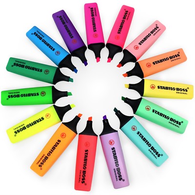 STABILO BOSS Original Fluorescent and Pastel Highlighters Deskset of 15