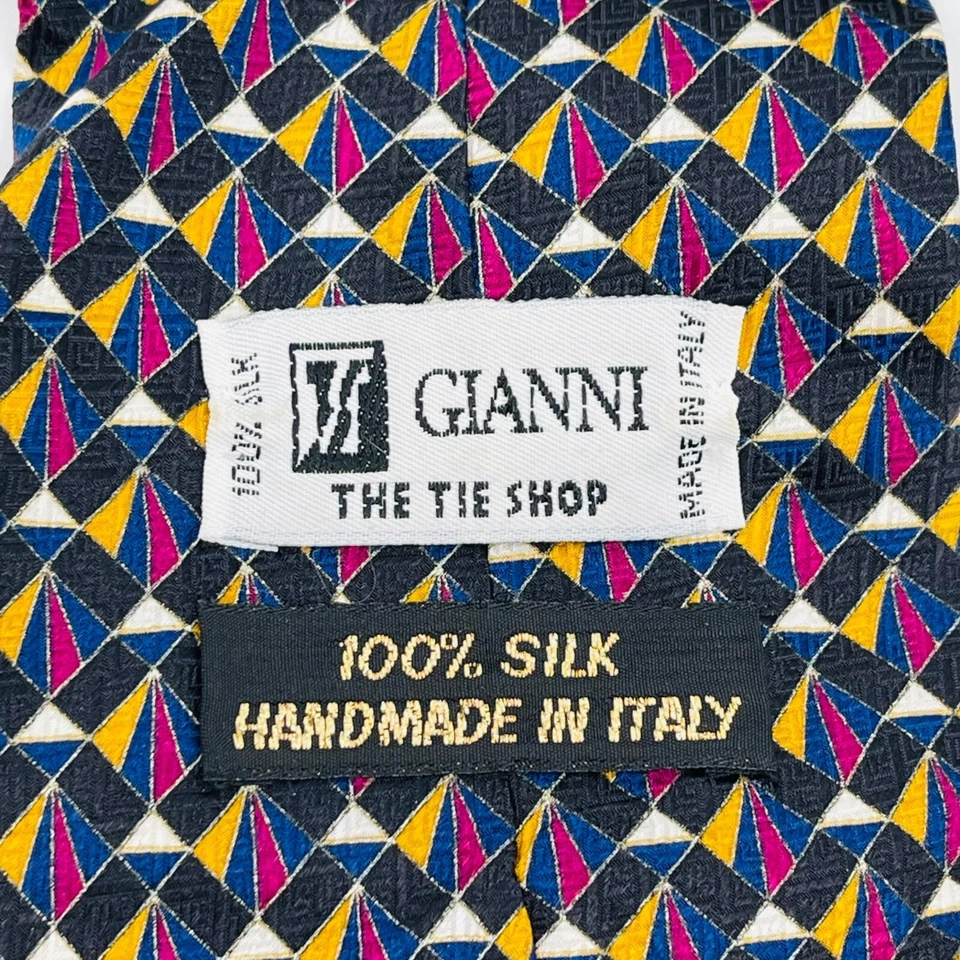 Gianni 100% Silk Tie Made in Italy The Tie Shop Dimond Geometric Print Men's - Image 2 of 4