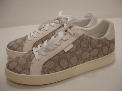 Women's B M Coach Lowline Jacquard Stone Chalk Lace-Up Low Top Sneakers  Shoes