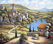 Ceramic Backsplash Tile Mural Street Scene Landscape - The Village A