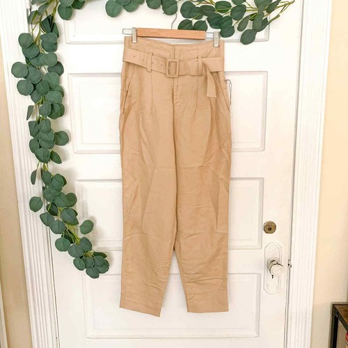 Waist Tan Belted Ankle Work Pants Size 