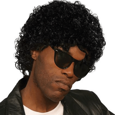 Mens Afro Jheri Curl Wig Wet Look Greasy Jeri 80s Hair Halloween