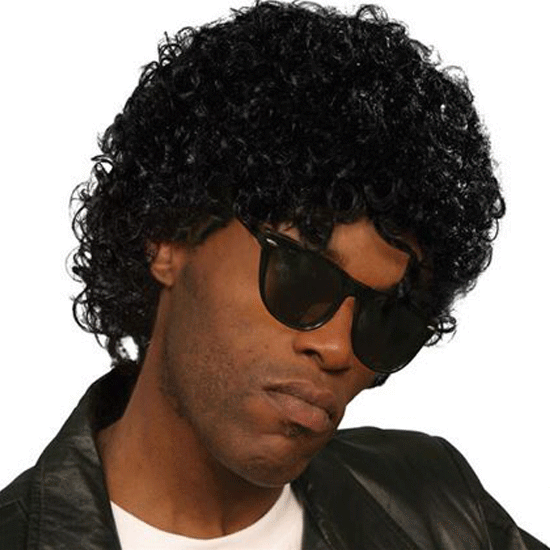 80 S Jerry Jheri Curl Curly Afro Pimp Wig Costume Black For Sale