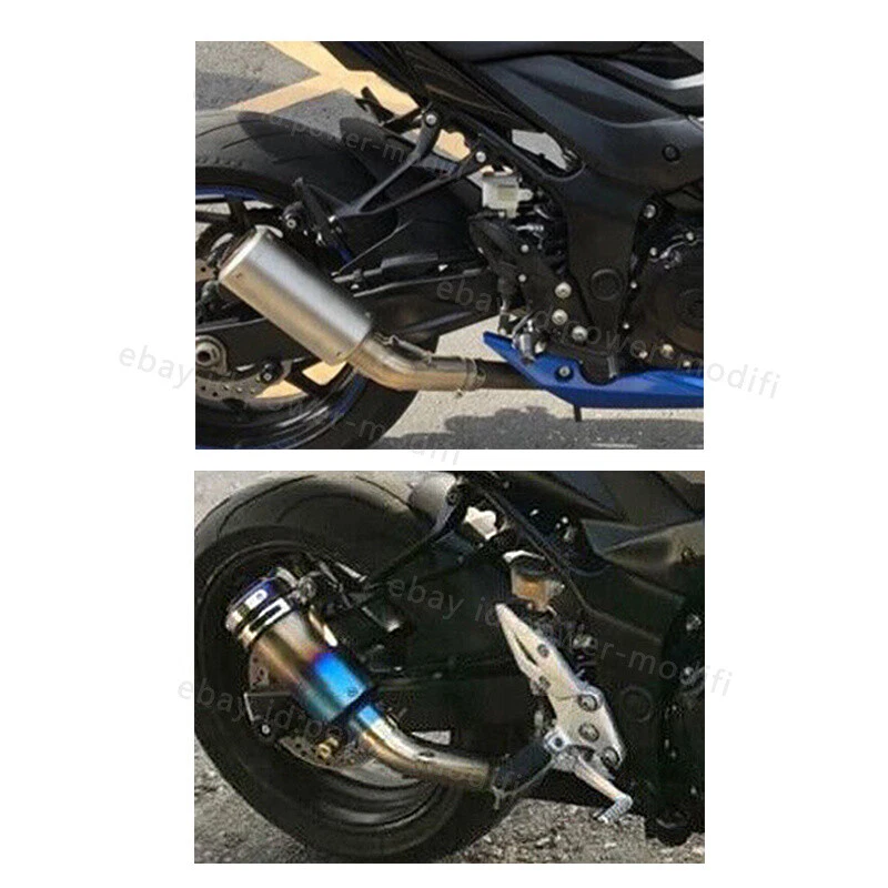 Slip para Suzuki GSXS750 GSX750 pontas pretas sistema de tubulação silenciador de escape médio - Imagem 3 de 4
