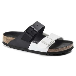 Used Black White Birkenstock Arizona Split Sandal Size 42 (M 9-9.5 / W 11-11.5)