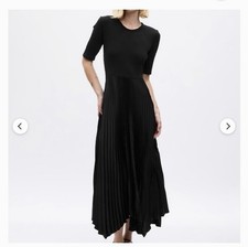 NWT GAP Women's Satin Pleated Short Sleeve Midi Dress black small petite modest