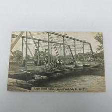 Logan Street Bridge Denver Flood Colorado Postcard July 14 1912 HR Schmidt 816